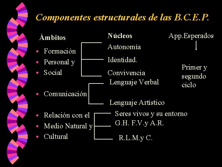 Componentes estructurales de las B. C. E. P. Ámbitos Formación w Personal y w