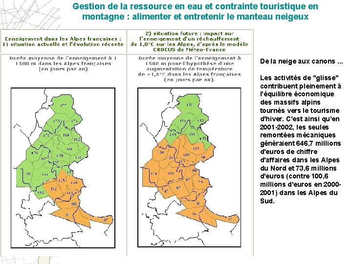 Gestion de la ressource en eau et contrainte touristique en montagne : alimenter et