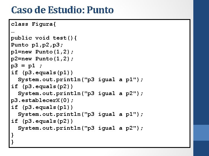 Caso de Estudio: Punto class Figura{ … public void test(){ Punto p 1, p