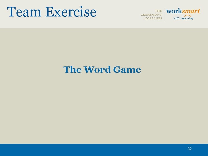 Team Exercise The Word Game 32 