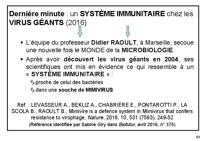 Dernière minute : un SYSTÈME IMMUNITAIRE chez les VIRUS GÉANTS (2016) § L’équipe du