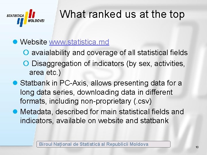 What ranked us at the top l Website www. statistica. md ¡ avaialability and What ranked us at the top l Website www. statistica. md ¡ avaialability and