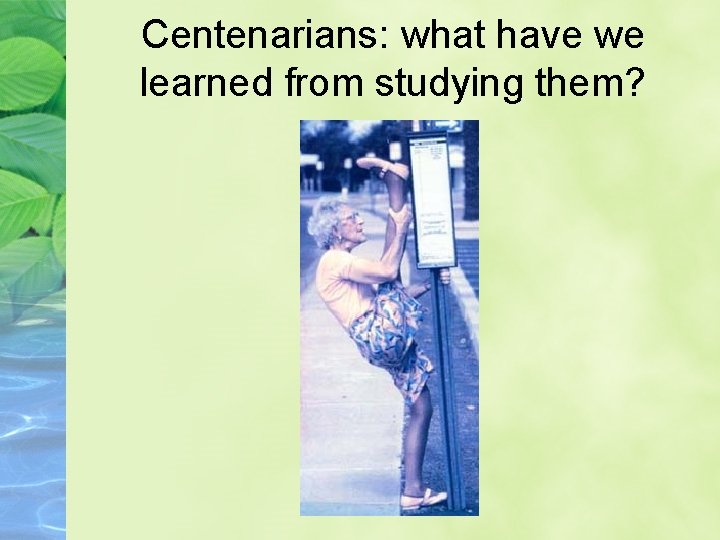 Centenarians: what have we learned from studying them? 