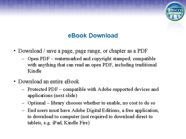 e. Book Download • Download / save a page, page range, or chapter as