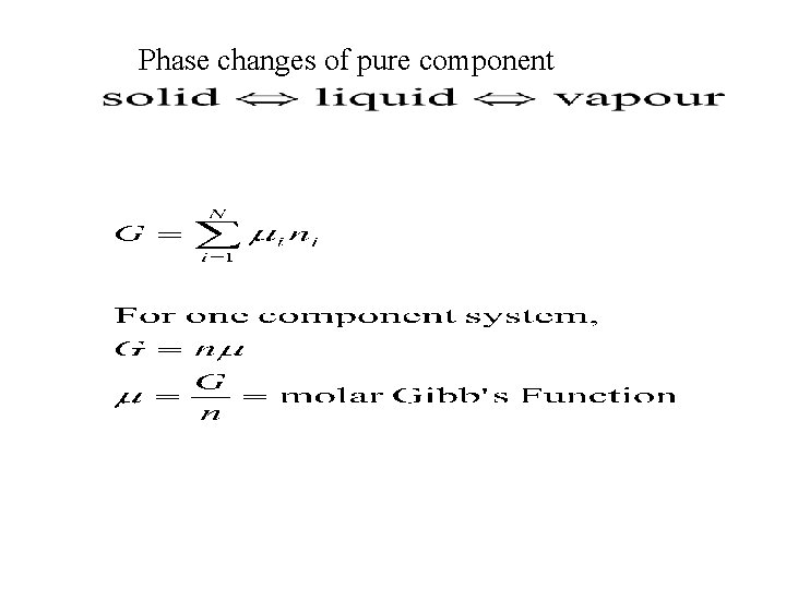Phase changes of pure component 