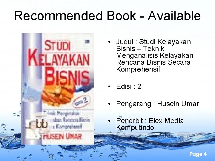 Recommended Book - Available • Judul : Studi Kelayakan Bisnis – Teknik Menganalisis Kelayakan