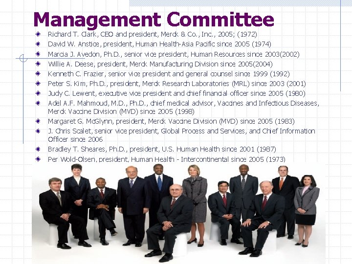  Management Committee Richard T. Clark, CEO and president, Merck & Co. , Inc.