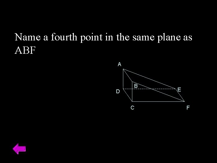 Name a fourth point in the same plane as ABF A D B C