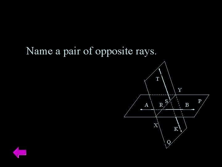 Name a pair of opposite rays. T Y A R S X B K