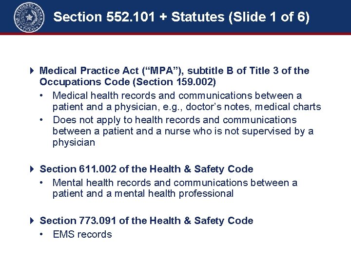 Section 552. 101 + Statutes (Slide 1 of 6) Section 552. 101 + Statutes
