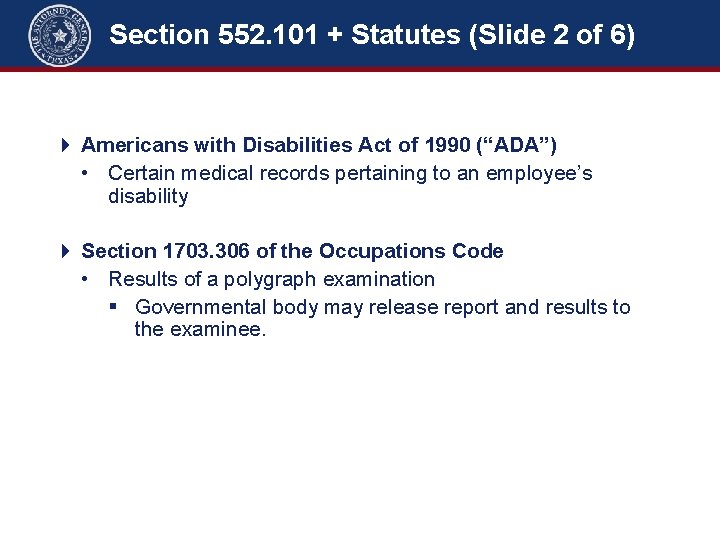 Section 552. 101 + Statutes (Slide 2 of 6) Section 552. 101 + Statutes