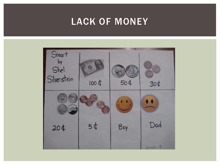 LACK OF MONEY LACK OF MONEY