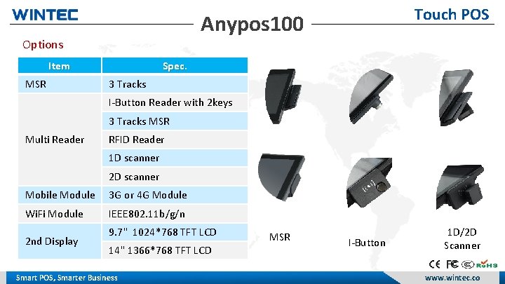 Options Item MSR Touch POS Anypos 100 Spec. 3 Tracks I-Button Reader with 2