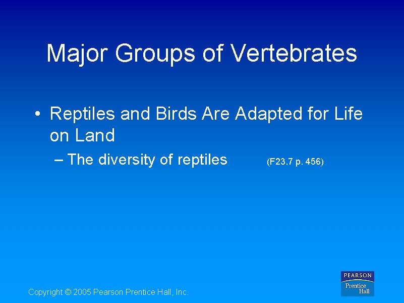 Major Groups of Vertebrates • Reptiles and Birds Are Adapted for Life on Land