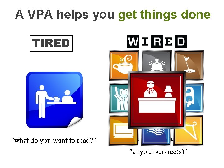 A VPA helps you get things done TIRED "what do you want to read?