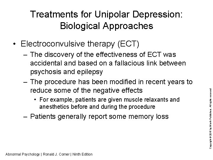 Treatments for Unipolar Depression: Biological Approaches – The discovery of the effectiveness of ECT