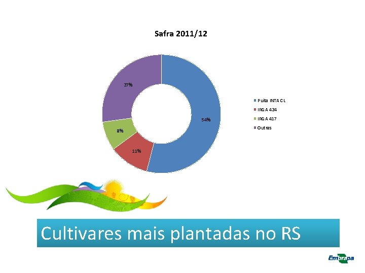 Safra 2011/12 27% Puita INTA CL IRGA 424 54% IRGA 417 Outras 8% 11%