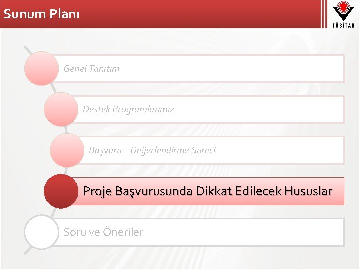 Sunum Planı Genel Tanıtım Destek Programlarımız Başvuru – Değerlendirme Süreci Proje Başvurusunda Dikkat Edilecek