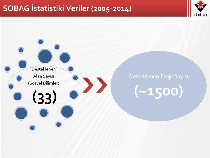 SOBAG İstatistiki Veriler (2005 -2014) Desteklenen Alan Sayısı (Sosyal Bilimler) (33) Desteklenen Proje Sayısı