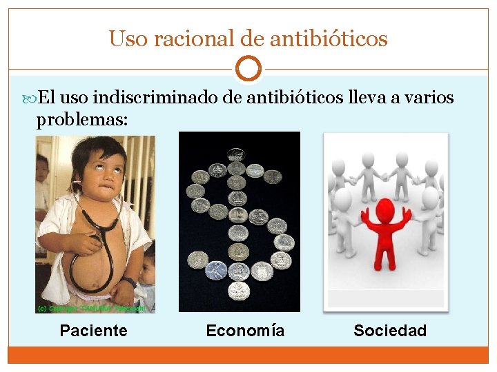 Uso racional de antibióticos El uso indiscriminado de antibióticos lleva a varios problemas: Paciente