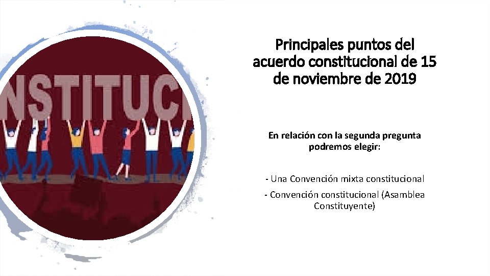 Principales puntos del acuerdo constitucional de 15 de noviembre de 2019 En relación con