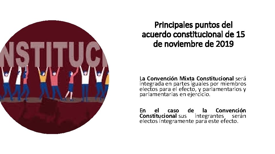 Principales puntos del acuerdo constitucional de 15 de noviembre de 2019 La Convención Mixta