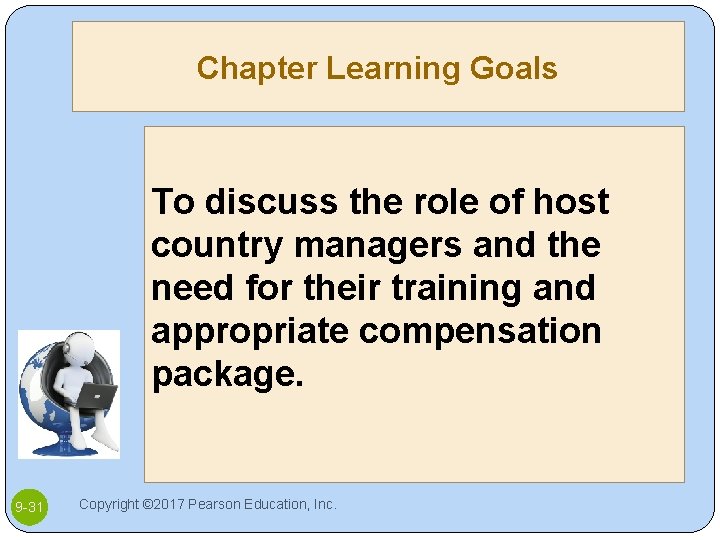 Chapter Learning Goals To discuss the role of host country managers and the need