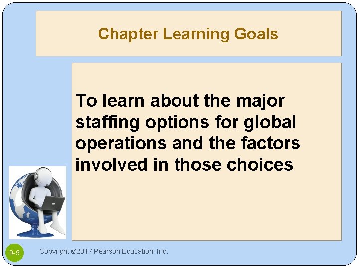 Chapter Learning Goals To learn about the major staffing options for global operations and