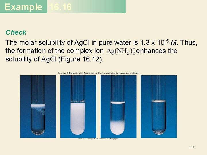 Example 16. 16 Check The molar solubility of Ag. Cl in pure water is Example 16. 16 Check The molar solubility of Ag. Cl in pure water is