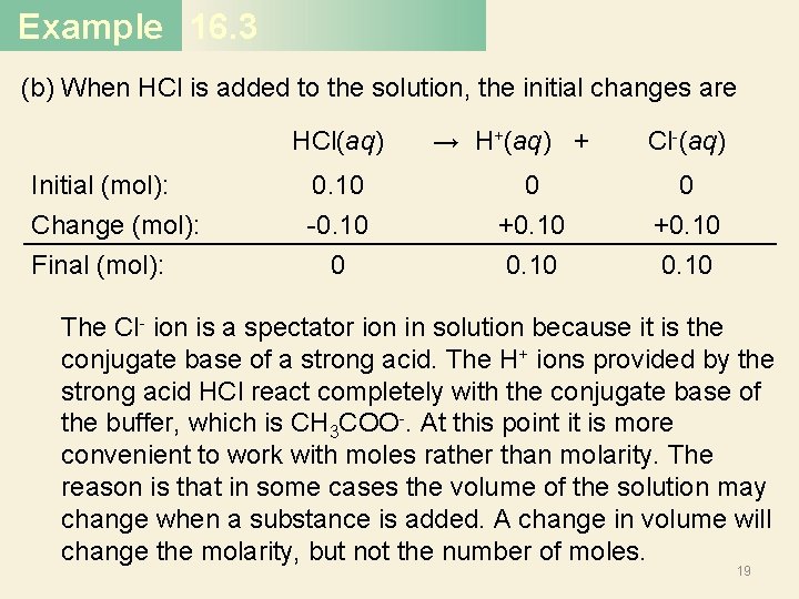 Example 16. 3 (b) When HCl is added to the solution, the initial changes