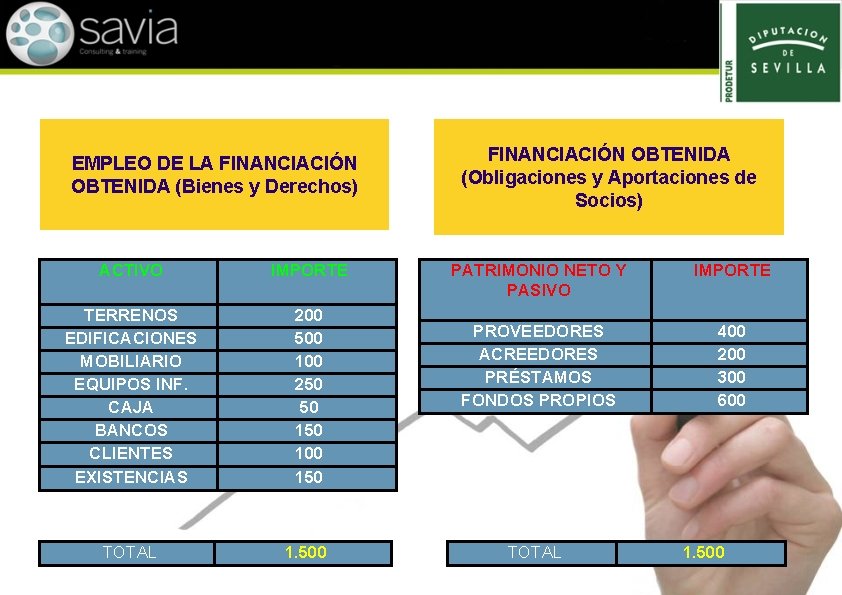 EMPLEO DE LA FINANCIACIÓN OBTENIDA (Bienes y Derechos) ACTIVO IMPORTE TERRENOS EDIFICACIONES MOBILIARIO EQUIPOS