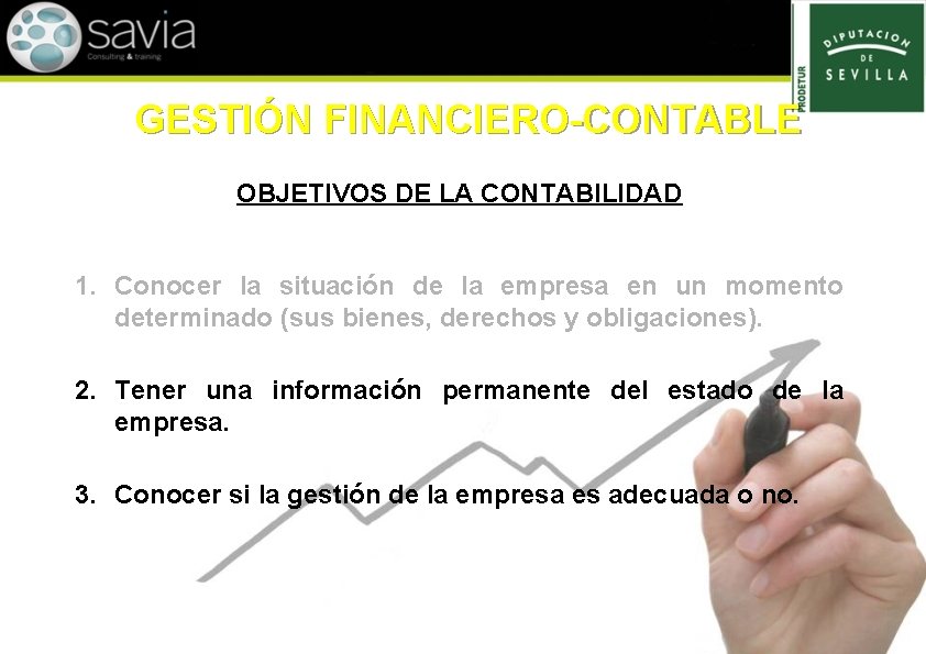 GESTIÓN FINANCIERO-CONTABLE OBJETIVOS DE LA CONTABILIDAD 1. Conocer la situación de la empresa en