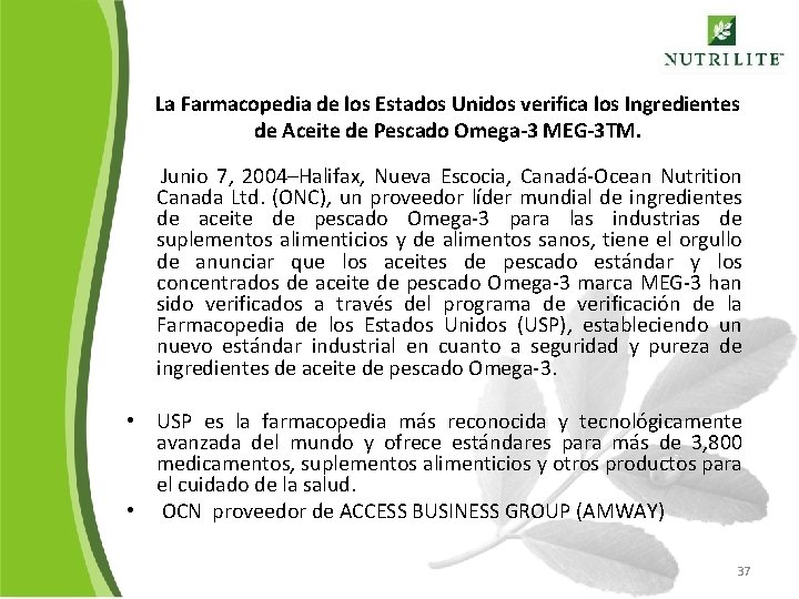 La Farmacopedia de los Estados Unidos verifica los Ingredientes de Aceite de Pescado Omega-3