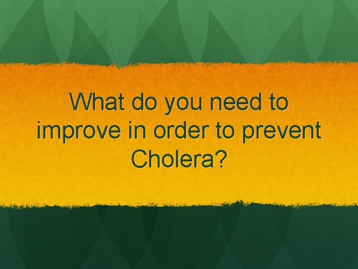 What do you need to improve in order to prevent Cholera? 