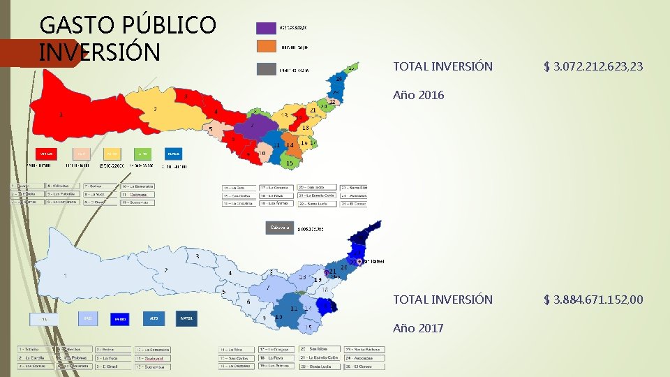 GASTO PÚBLICO INVERSIÓN TOTAL INVERSIÓN $ 3. 072. 212. 623, 23 Año 2016 TOTAL