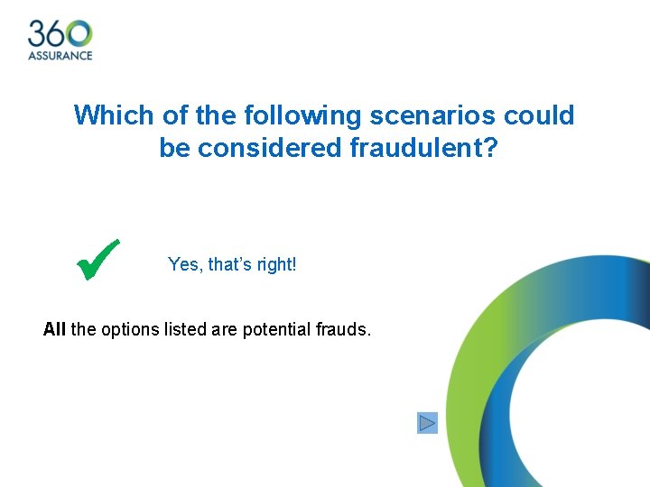 Which of the following scenarios could be considered fraudulent? Yes, that’s right! All the