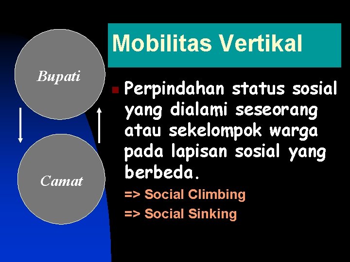 Mobilitas Vertikal Bupati n Camat Perpindahan status sosial yang dialami seseorang atau sekelompok warga