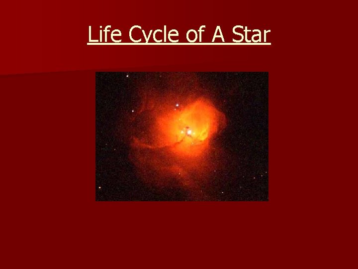 Life Cycle of A Star Life Cycle of A Star