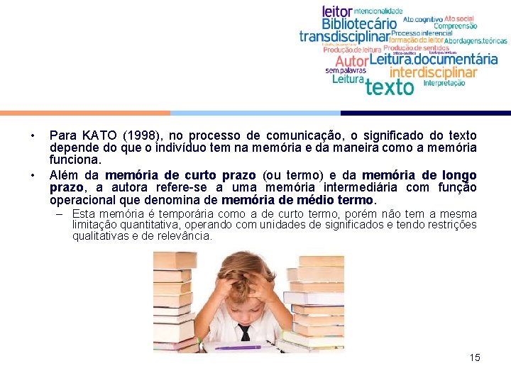  • • Para KATO (1998), no processo de comunicação, o significado do texto