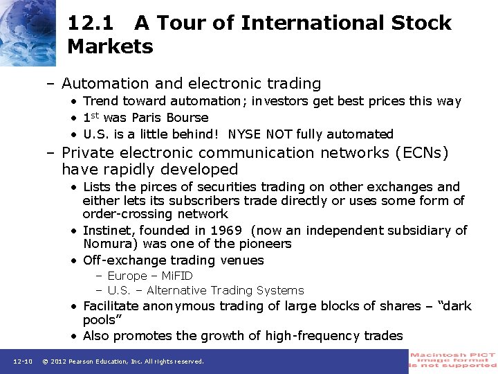 12. 1 A Tour of International Stock Markets – Automation and electronic trading •