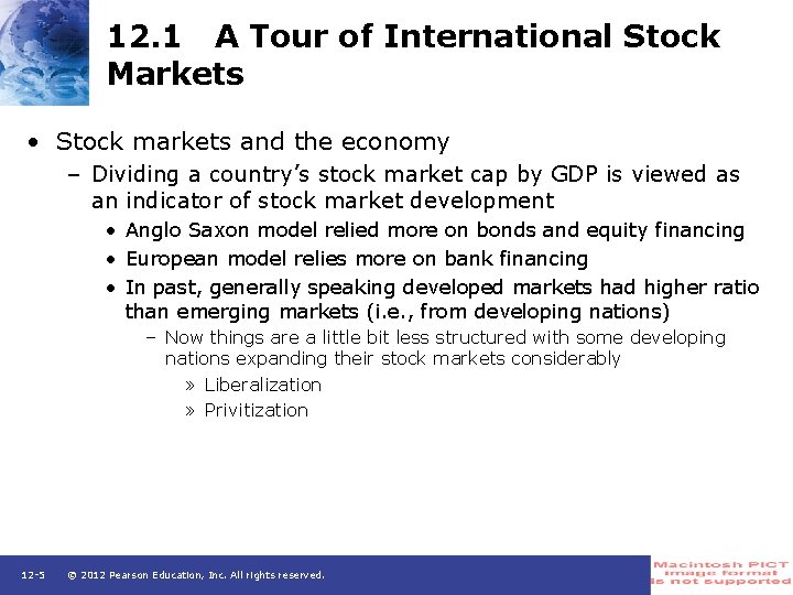 12. 1 A Tour of International Stock Markets • Stock markets and the economy