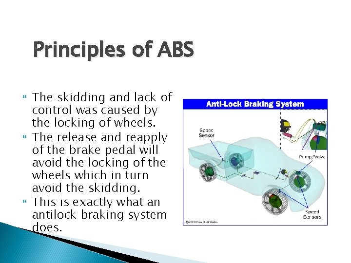 Principles of ABS The skidding and lack of control was caused by the locking