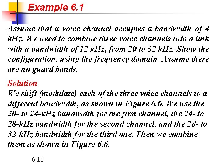 Example 6. 1 Assume that a voice channel occupies a bandwidth of 4 k.