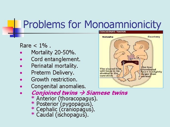 Problems for Monoamnionicity Rare < 1%. • Mortality 20 -50%. • Cord entanglement. •