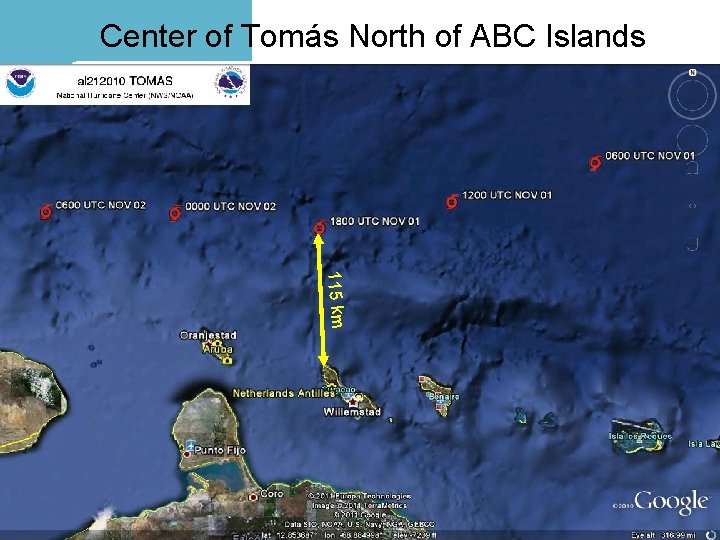 Center of Tomás North of ABC Islands 1 1 5 km 