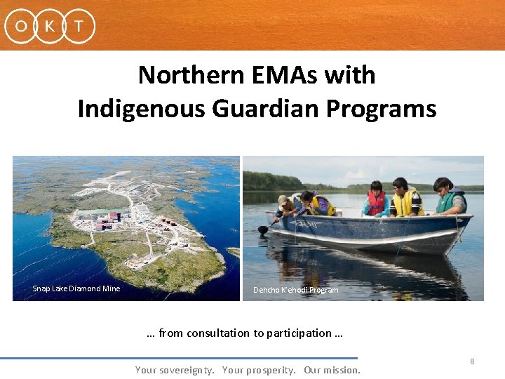 Northern EMAs with Indigenous Guardian Programs Snap Lake Diamond Mine Dehcho K’ehodi Program …