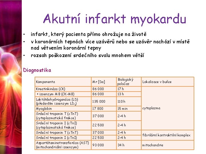 Akutní infarkt myokardu • • • infarkt, který pacienta přímo ohrožuje na životě v