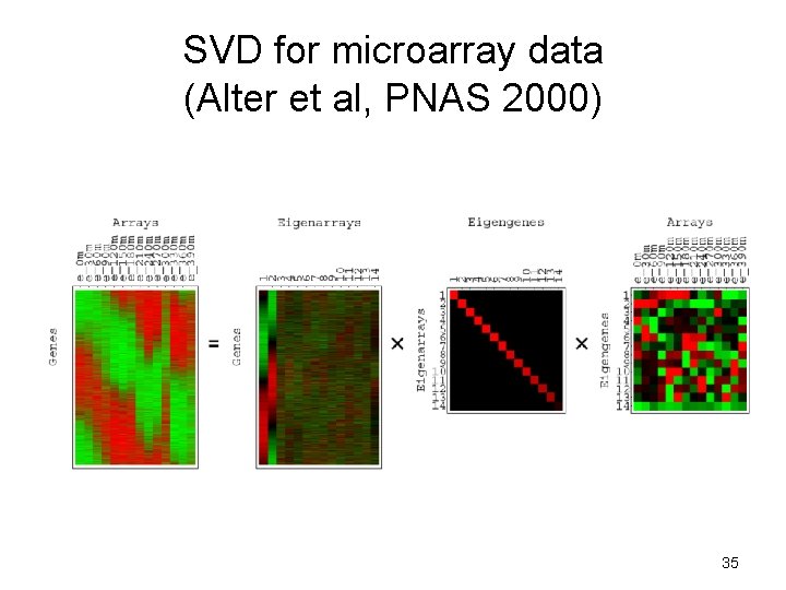 SVD for microarray data (Alter et al, PNAS 2000) 35 