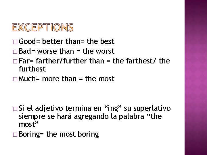 � Good= better than= the best � Bad= worse than = the worst � � Good= better than= the best � Bad= worse than = the worst �