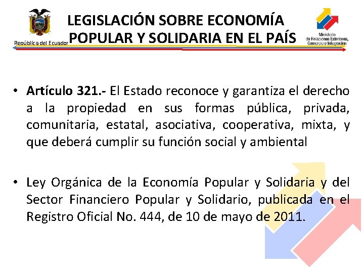LEGISLACIÓN SOBRE ECONOMÍA POPULAR Y SOLIDARIA EN EL PAÍS República del Ecuador • Artículo